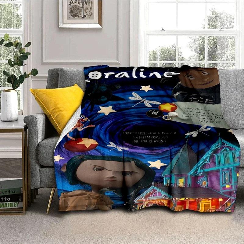 Coraline Animated Movie Throws Blanket Picnic Super Soft kawaii Blanket for Travel Bedding Couch Sofa Bed Blanket Birthday Gift