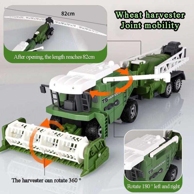 RC Harvester Tractor Truck Model Pusher Simulation Farmer Vehicle With Led Light And Sound Engineering Vehicle Toys Kids Gifts