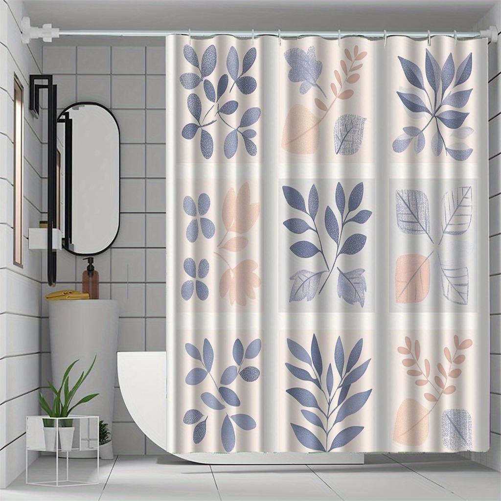 Floral Pattern Shower Curtain - Polyester Woven, Machine Washable, Includes Hooks, All-Season Arts Theme, Bathroom Decor