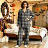 Adult Halloween Print Long Sleeve Pajama Set with Pants, Casual Loose Fit Loungewear