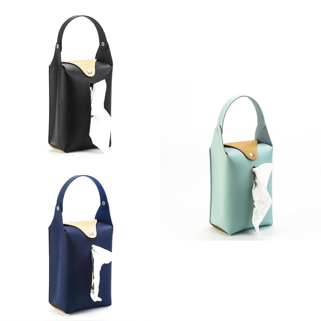 Customizable Leather Paper Towel Box For Car Living Room Bathroom Black Blue Pink Gray Beige