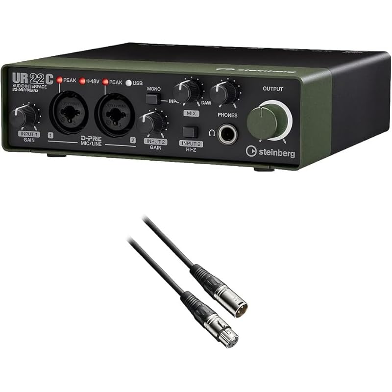 

steinberg USB audio interface UR22C green & black canon cable set