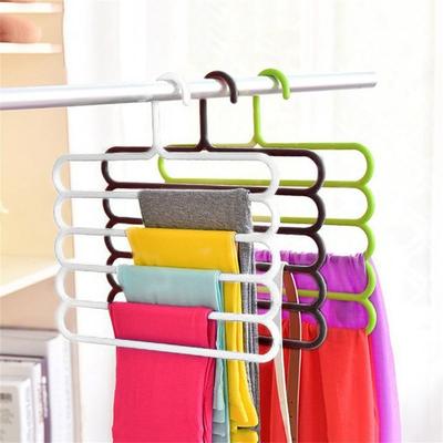 Farbiger Haushalts-Hosen-Schal-Aufbewahrung Mehrschichtig 5 Schichten Aufbewahrungsregal Hosenbügel Kleiderbügel Hosenbügel