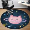 1pc Space Cat Office Round Area Rug, Indoor Mat Suitable ForOffice, Under Office Chairs Bedroom Living Room Home Decor, Room Deco q043