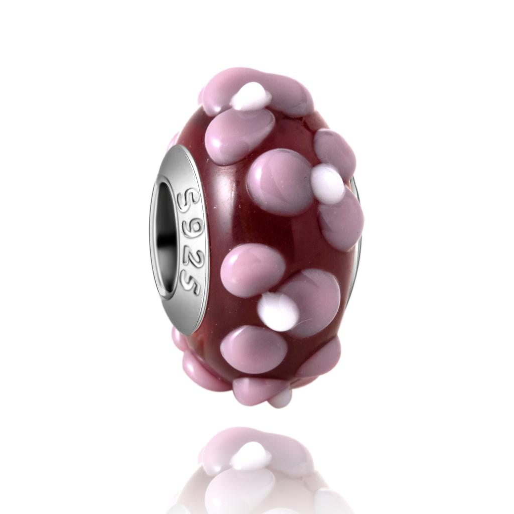 Murano Glass Collection Copper MultiColor Blue Bump Charm Fits Bracelets Women Exquisite Jewellery Accessories Gifts