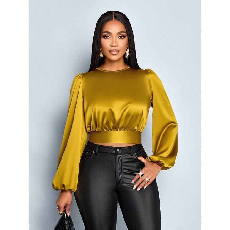 2026 Spring New Satin Shirt Sexy Leopard Print Women's Backless Top