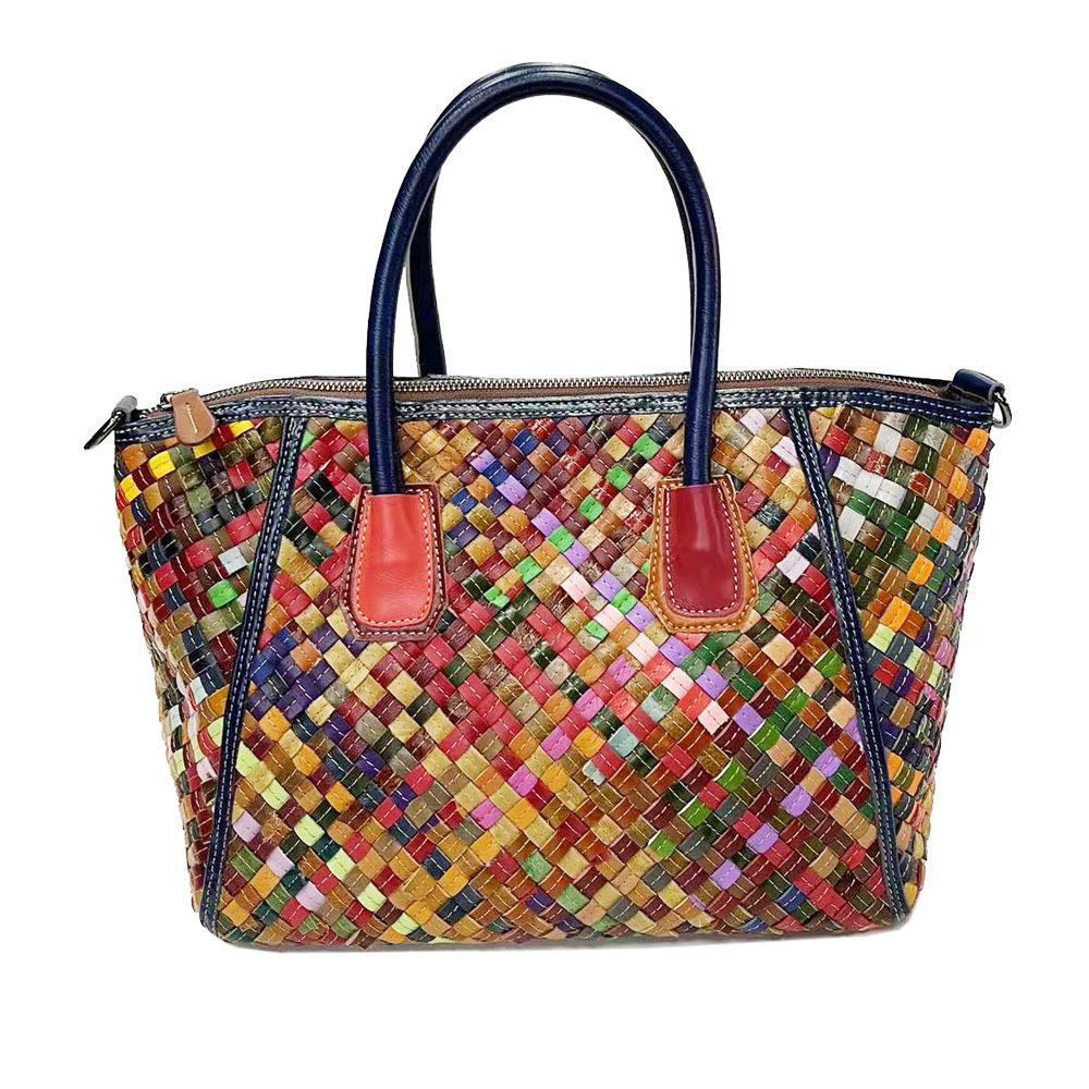 

Модная кожаная женская сумка в стиле ретро, ручная работа, цветная сумка-мессенджер разноцветный