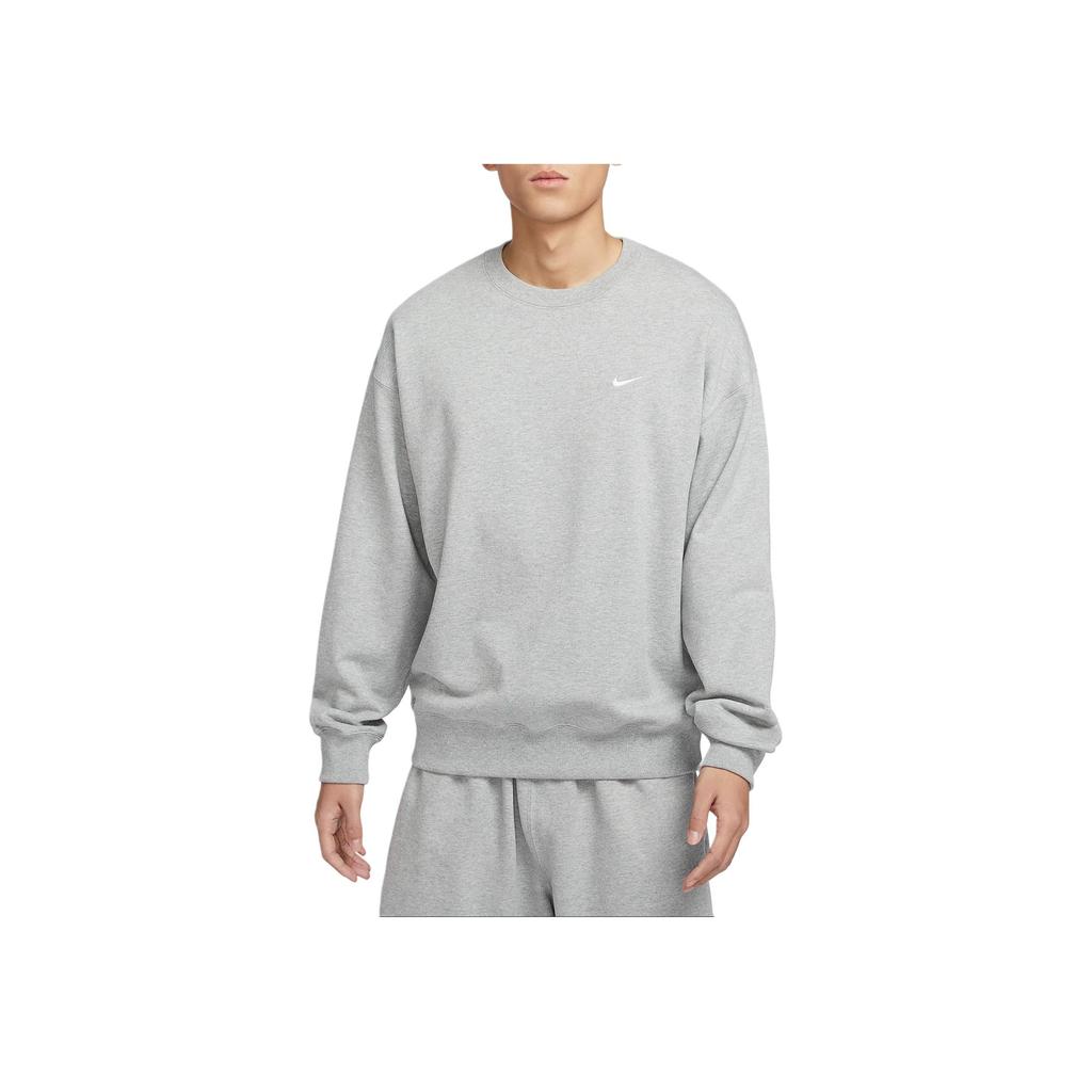 Nike Solo Swoosh Solid Color Crew Neck Casual Loose Long Sleeve Sweatshirt Men sweatshirt Gray DX0812-063