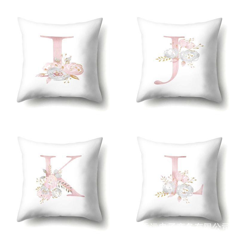 Polyester Pillowcase Automobile Decoration Home 26 English Letter Printing Pillowcase Waist Cushion Cover