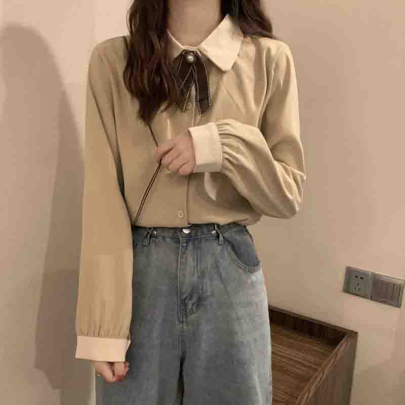 Shirts Women's Design Tops Long Sleeves Outer Wear Winter Clothes Women's Loose Shirts Stacked