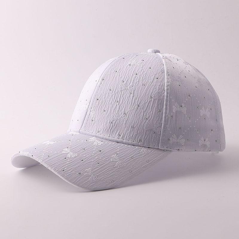 New small fresh sticker butterfly baseball cap women's European and American fashion fine diamond printing sunshade cap