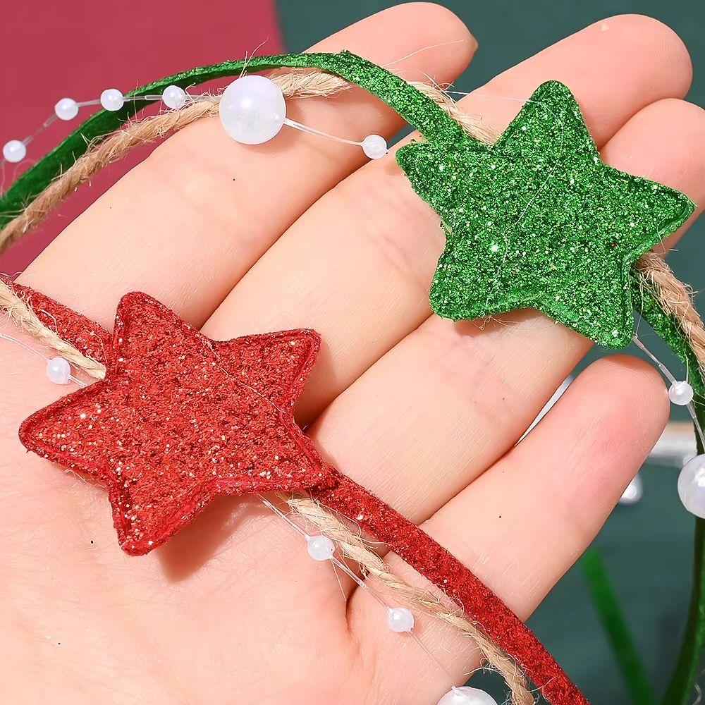 Faux Pearl Ribbon Star Beaded Ribbon Glitter Star Jute Burlap Ribbon Xmas Tree