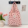Strawberry Print Corduroy Shoulder Bag - Casual, Large Capacity for Commuting and Daily Essentials