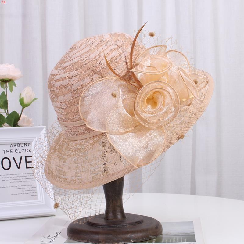 Hat Women's Summer Sun Hat Retro Lace Flower Pot Hat Mesh Sunshade Hat Fisherman's Hat