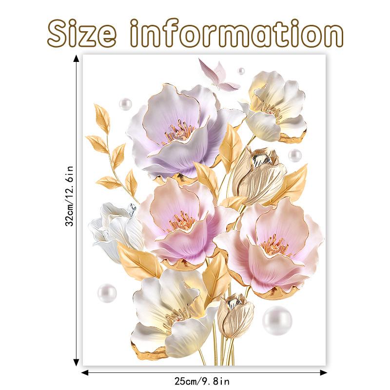

Креативная 3D трехмерная цветочная наклейка на стену для ванной комнаты, туалета, крышки унитаза, наклейка на некрасивую стену, самоклеящаяся Pearl Poppy