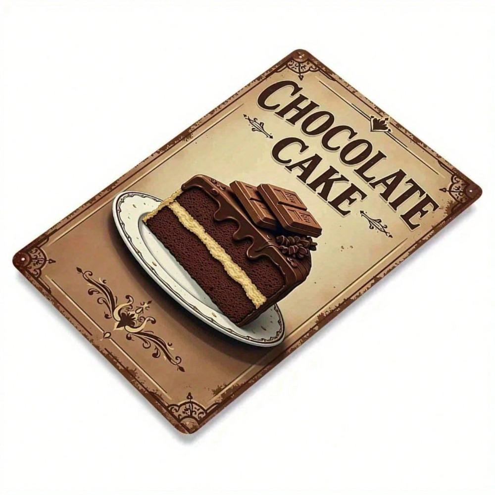 Retro Chocolate Cake Metal Sign, Vintage Rustic Iron Wall Art for Cafe Garden Bathroom, 7.8x11.8 Inch