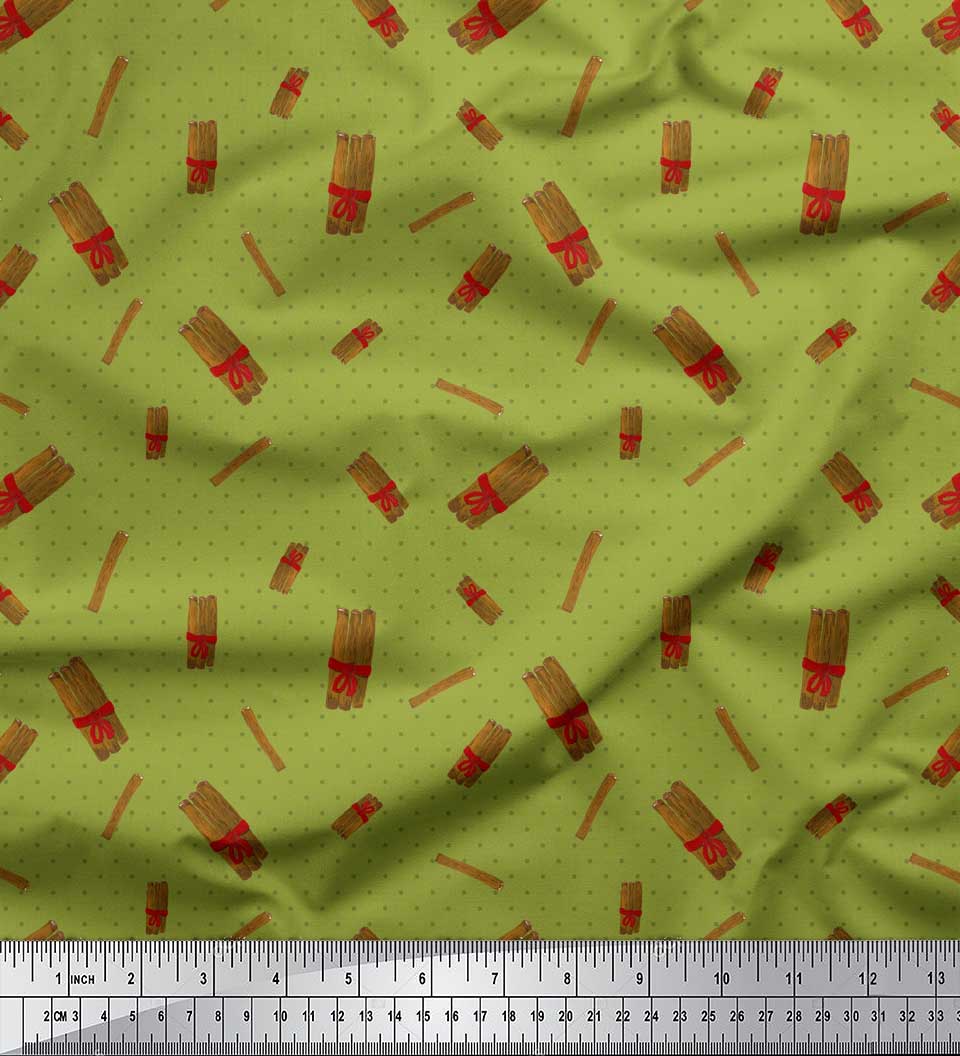 

Тканина Soimoi Blue Japan Crepe Satin Тканина з принтом і крапками на метри 42 дюйми 42 Inch Wide - Poly Crepe зелений