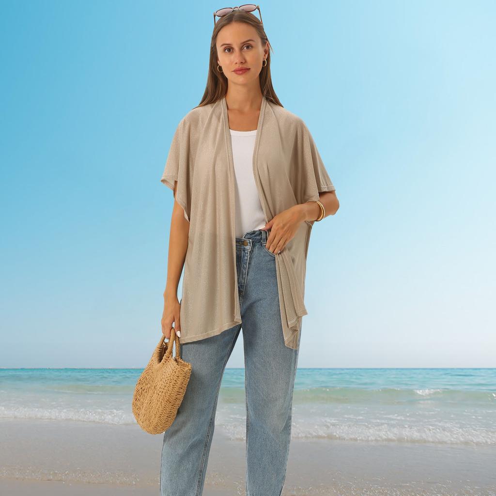 Women's Fashion Beach Solid Color Loose Beach Dress Patchwork Hollow Cover Up