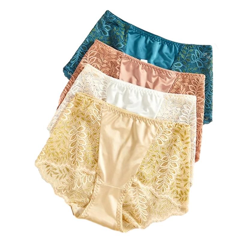 Sexy Lingerie Women's Panties Hollow-out Lace High-waisted Plus Size Underwear Women Briefs
