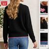 Fashion flower knitted sweater women's autumn and winter new round neck jacquard sweater long sleeve slim slim top
