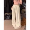 Pink Velvet Pants Warm Casual Pants Loose Pants Women's Clothing Fall High Waist Thick Straight-Leg Pants Mop Pants Pants