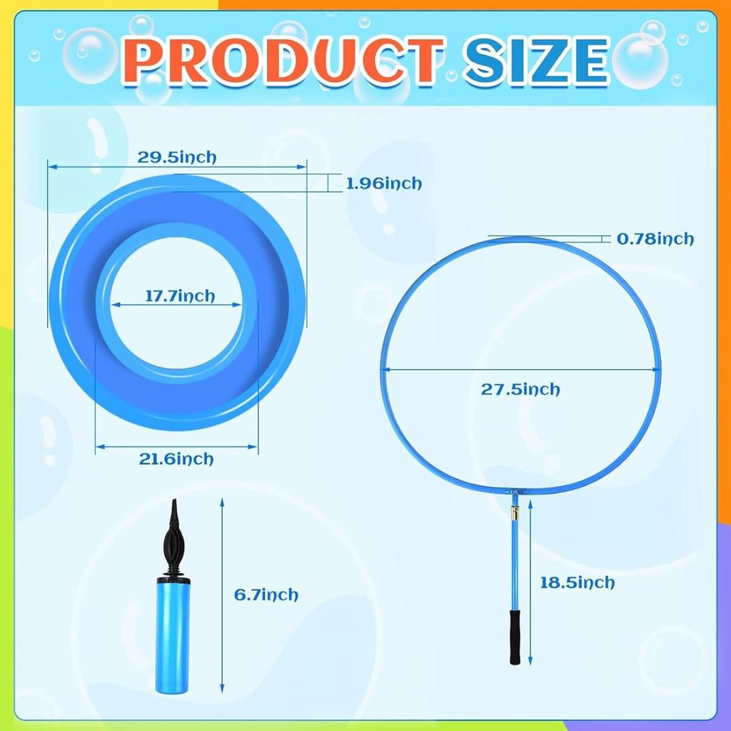 Kid in A Bubble Toy Giant Bubble Wand, Big Bubbles Maker Toy for Kids and Adults, Bubbles Hoop with Inflatable Dipping Pool Tray, Fun Outdoor Toys