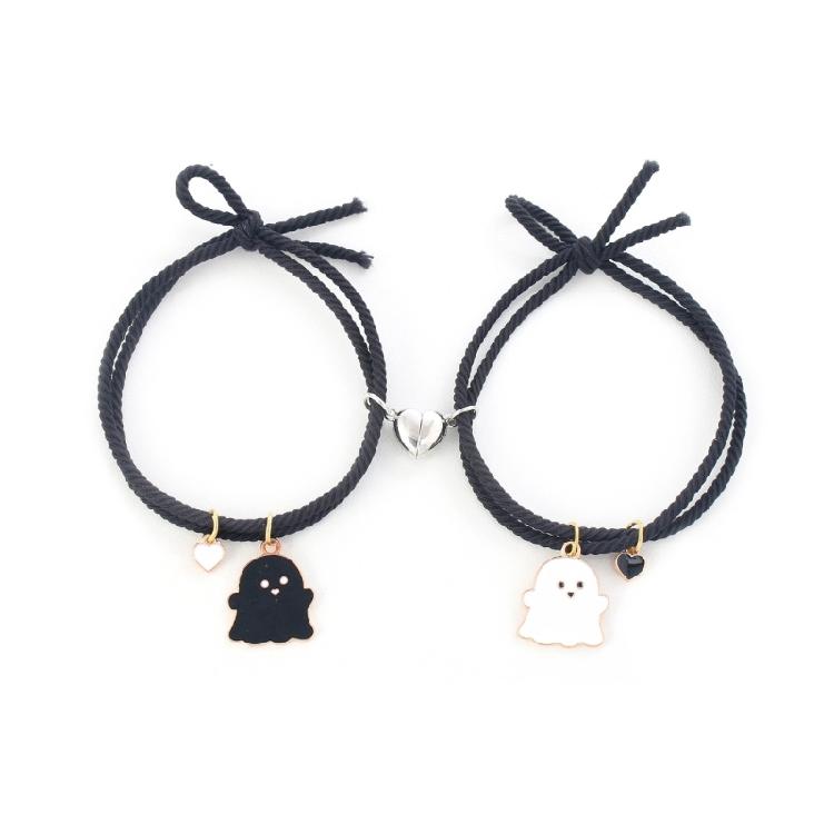Halloween Cartoon Ghost Pendant Braided Bracelet Gifts Friendship Jewelry
