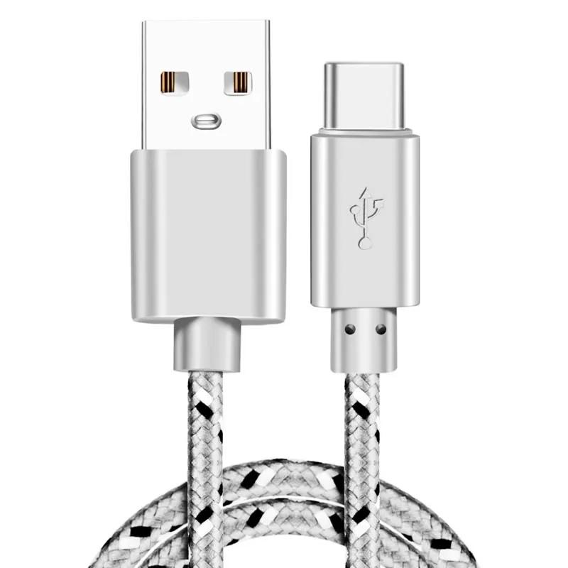 1M/2M/3M Nylon Woven Type-C Data Cable 3A Fast Charging USB-A Cord Charger For Samsung Xiaomi Huawei Phone Charger Wire