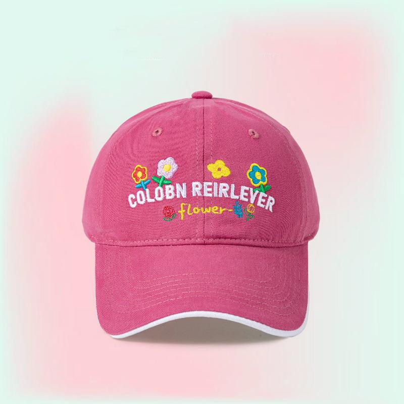 Mint Green Flower Baseball Cap Women's Spring and Summer Versatile Cute Big Head Circumference Hat Wide Brim Show Face Small Hat