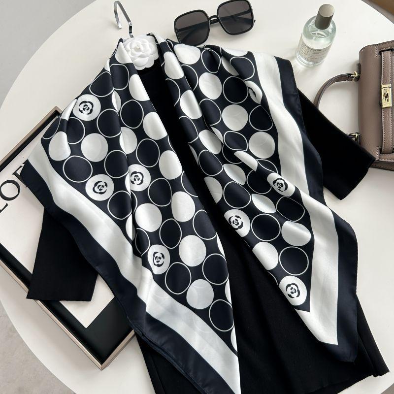 Letra Estampada Seda Imitada de Alta Qualidade Lenço de Seda Twill Decorativo Feminino