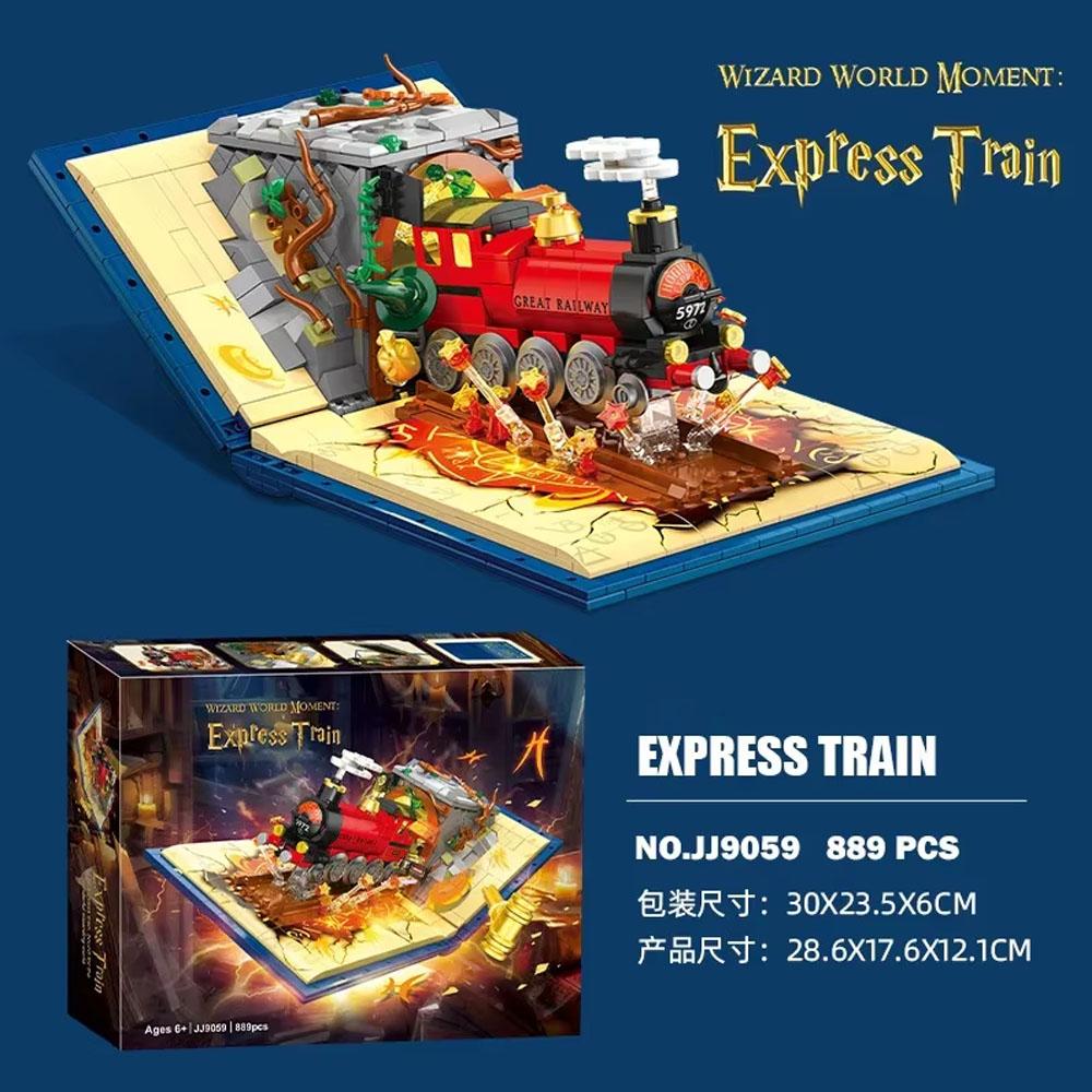 

Творческий волшебный поезд, строительные блоки, книга, волшебный мир, станция, набор для сборки, кирпичи, игрушка, подарок на день рождения для ребенка, мальчика, 889 шт.