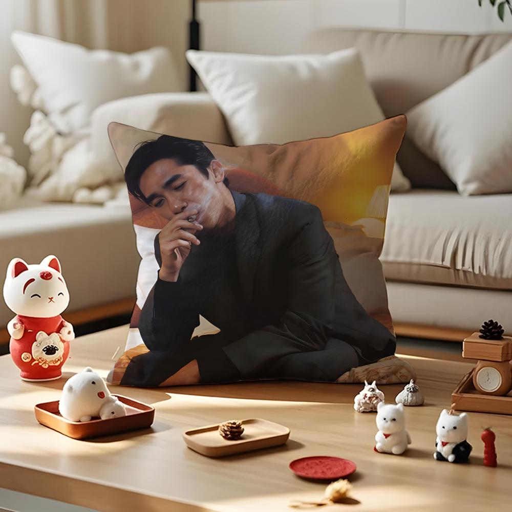 Actor Tony Leung Chiuwai Cushion Cover Anti-Dustmite Pillowcase Invisible Zipper Silky Short Plush Sofa Cushion Cover