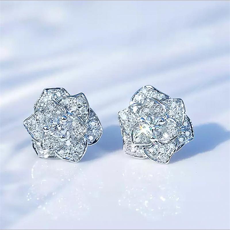Xiaomi Huitan Eternity Cubic Zirconia Flower Stud Earrings for Women High Quality Wedding Accessories Classic Versatile Female Jewelry