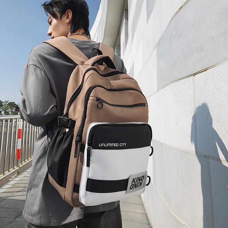 Schoolbag Junior high school student High school student schoolbag color matching simple large capacity casual backpack 1011 autumn new student 