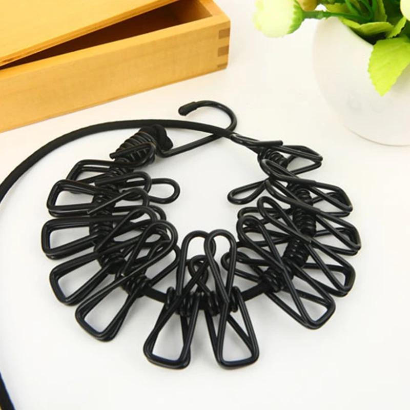 12 Clips Portable Clothing Clothesline with Retractable Laundry Dryer Clothes Rope Drying Rack Cloth Hanging Line For Outdoor