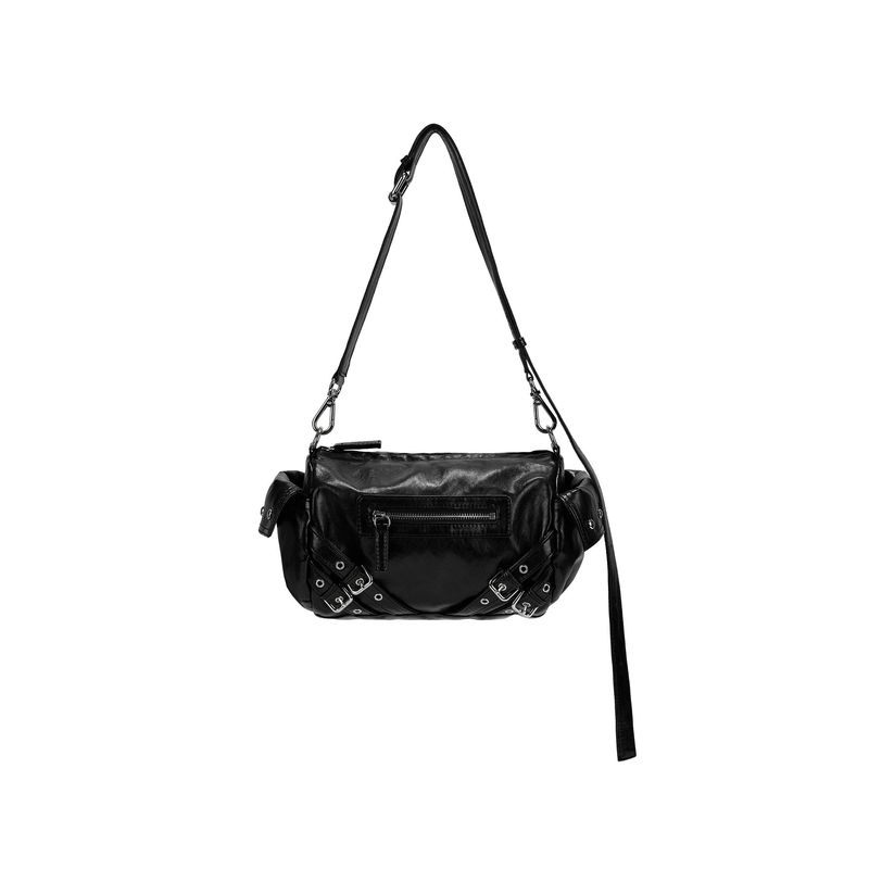 

Counter Quality Deinet South korea Motorcycle Bag Drawstring Pocket Tote Bag Rivet Shoulder Shoulder Handbag Women Black small size