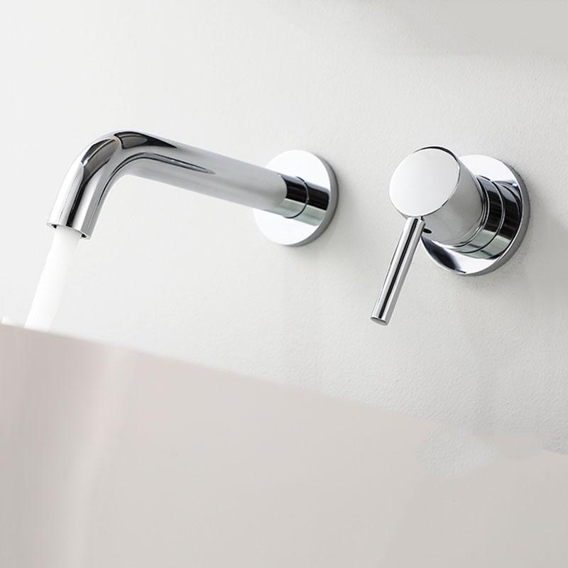 Gun Gray Badezimmer Waschbecken Armatur Messing Wandmontierter Mischer Warm- und Kaltwasser Beckenhahn Einhebel Gebürstetes Gold/Gold/Schwarz/Chrom