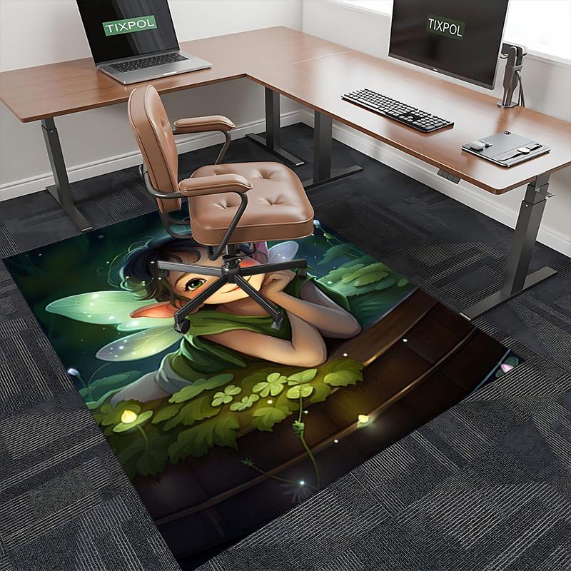 1pc Tinkerbell Fairy Chair Mat - Anime Cartoon Design, Non-Slip Carpet for Office Chairs, Suitable for Home Decor, Living Room, Bedroom, Game Room - F