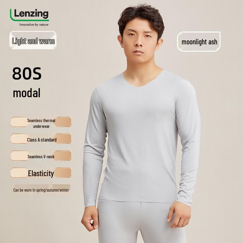 Men's 80s Modal Seamless Thermal Underwear Set: Light, Warm Base Layer for Autumn/Winter