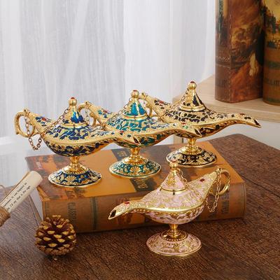 Ornament Elegant de Birou Emailat cu Lampa lui Aladdin, Stil Curte Europeană