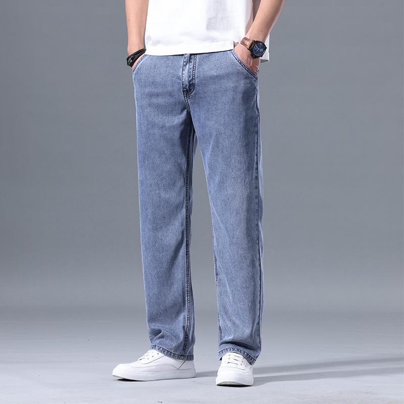 New Tencel Denim Casual Trousers for Men: Loose-fitting, Drapey Wide-leg Trousers