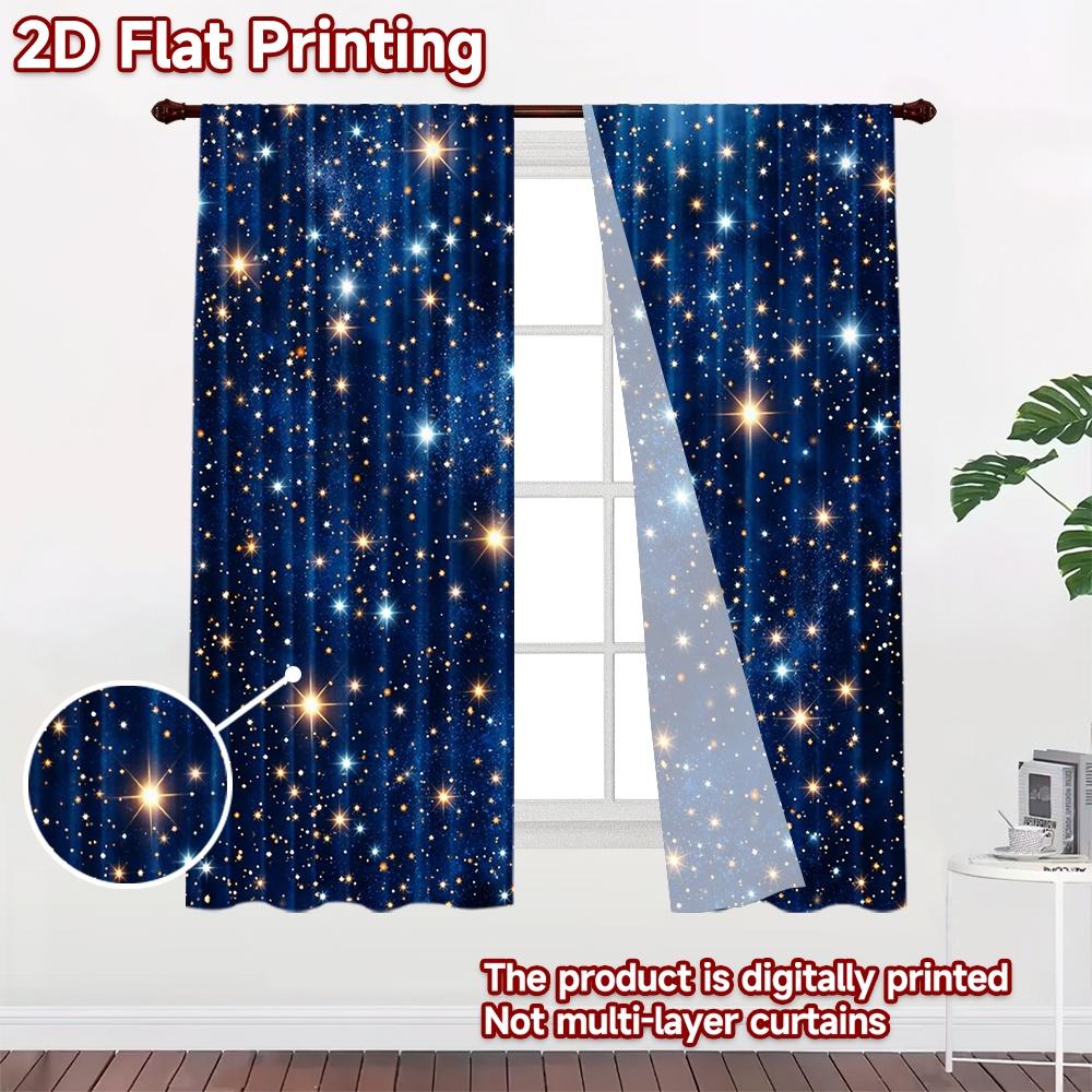 2D flat printing 2pcs Curtain Drapes Starry Night Sky Digital Printed Polyester Drapes Seasonal Party & Holiday Decor for All