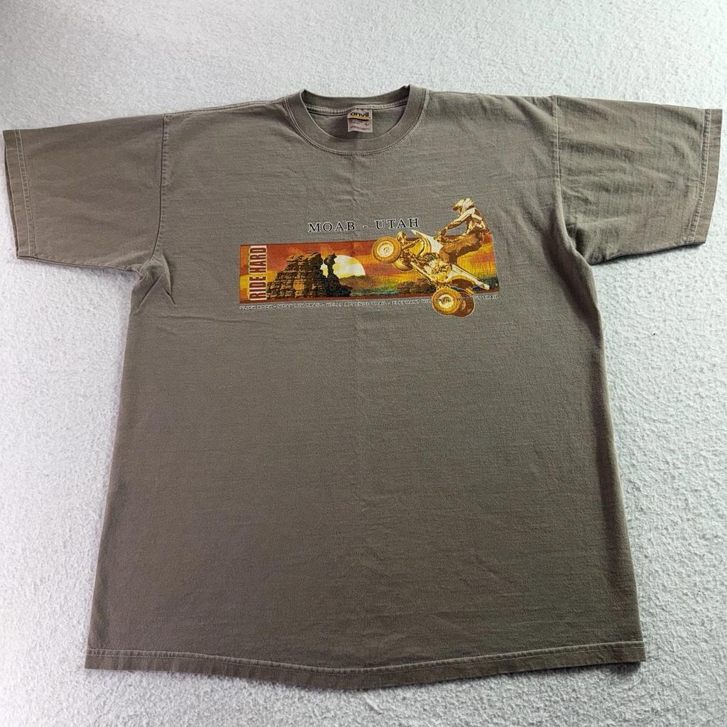 VINTAGE 90s Y2K Utah Shirt Brown Moab Canyonlands Arches Off Road ATV’s Large