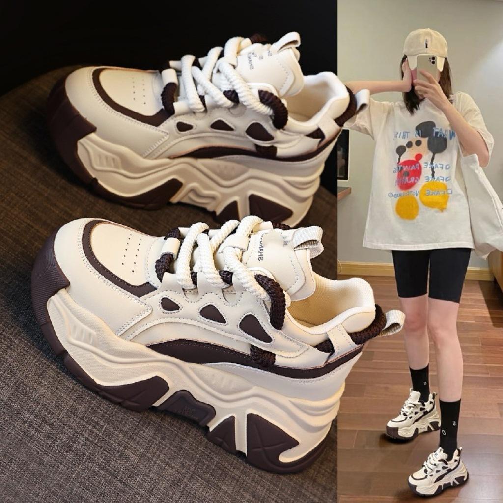 Muffin platform dad shoes women's 2026 spring new inner height increase women's shoes versatile and thin casual shoes single shoes