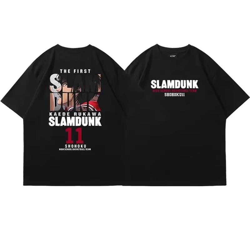 2025 Anime Slam Dunk Print T-Shirt Men's Oversized Japanese Manganese Cotton Short Sleeve Fast Shipping Pure Cotton