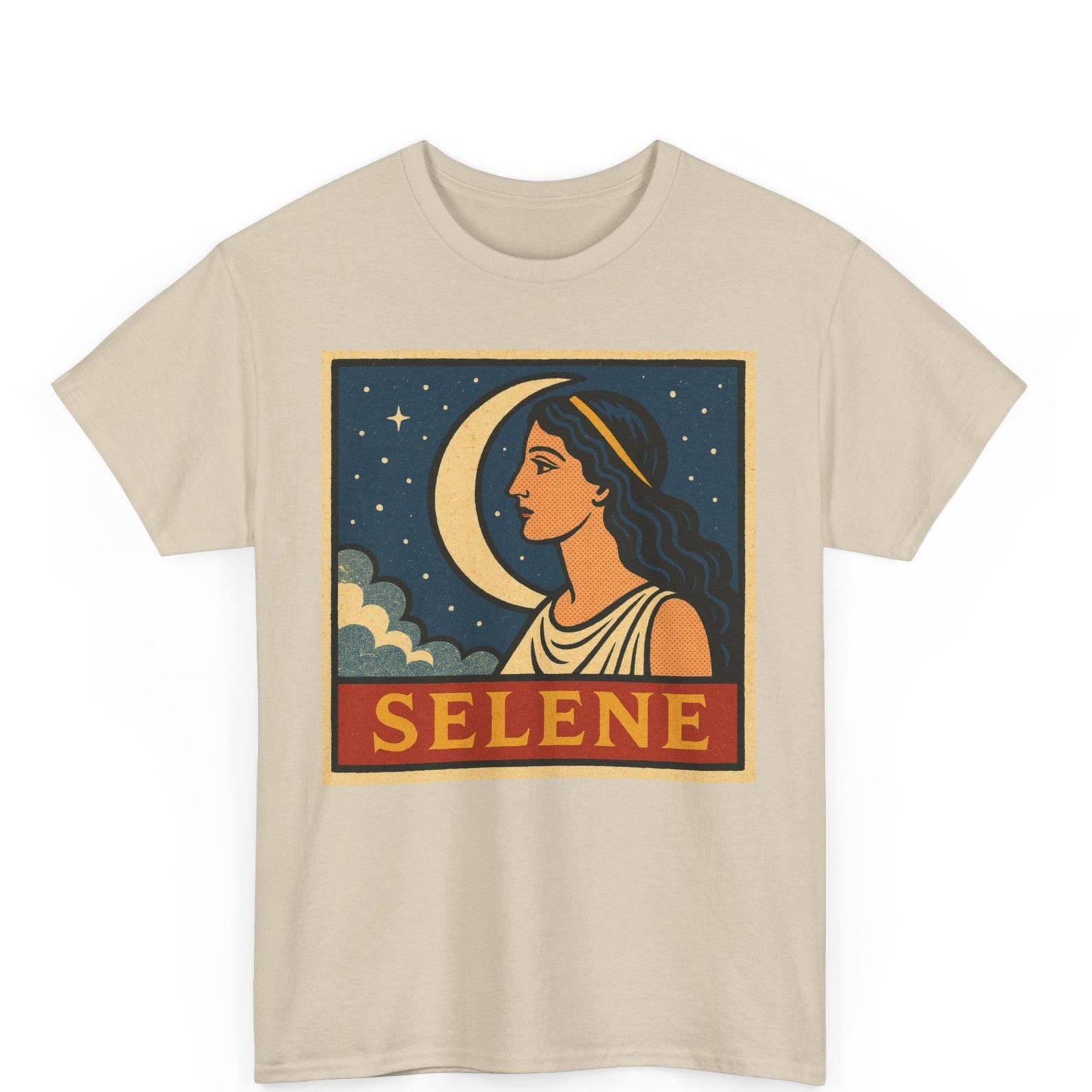 Selene Moon Goddess T-Shirt: Retro Comic Style Graphic Tee M