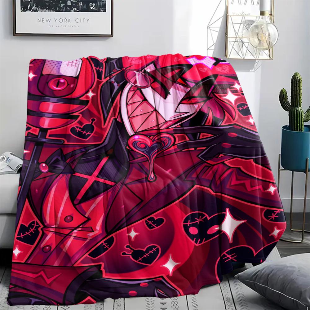 1Pc Alastor Anime Print Flannel Blanket, High quality Comfortable for All Seasons, Home Decor, Warmth and Comfort, Perfect for Christmas Gifts 55
