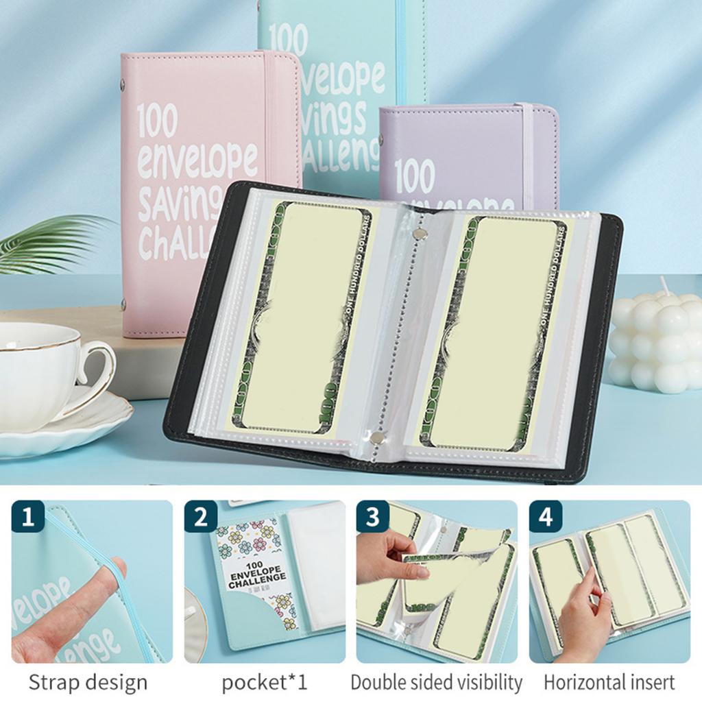 100 envelope savings challenge binder dollar saving budget book A6 budget planner with coin envelope funny easy to use savings tracking wallet Bla