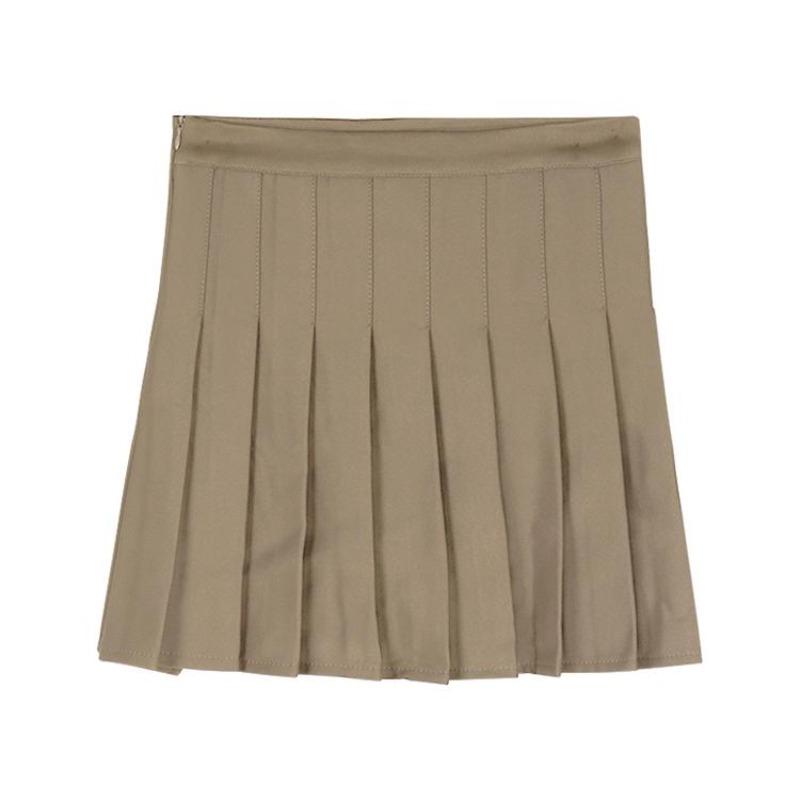 Summer Spring Fashion Femlae Girl's Skirts Zipper Solid A-line Mini Skirts Casual Pleated Skirt Women Skirts