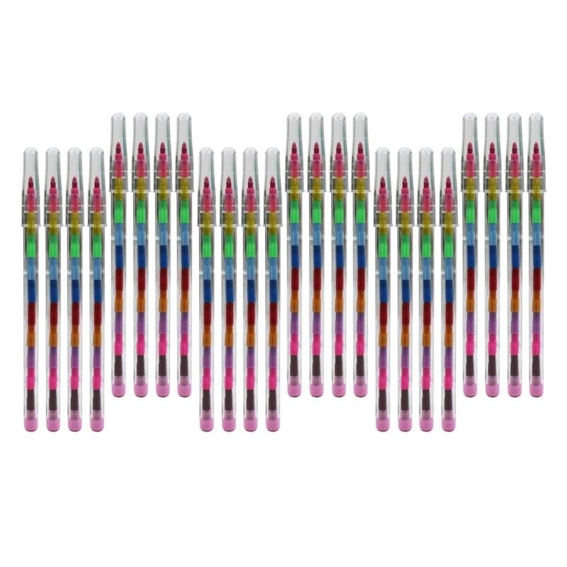 10/24Pcs Building Blocks Kid Crayons Stackable Crayons Kids Detachable Crayons